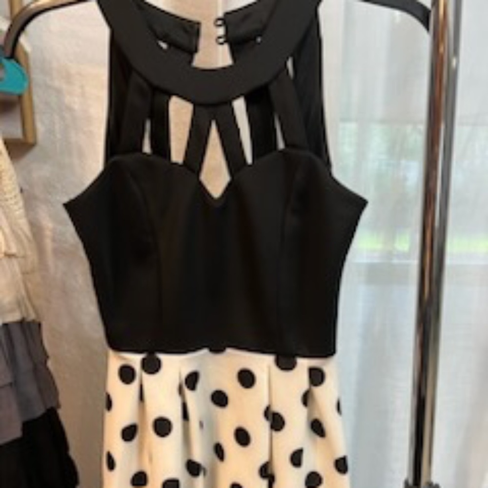 Polka dot black and white dress
